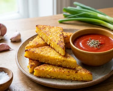 Polentové placky s rajčatovým dipem