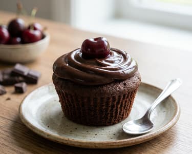 Simple Chocolate Cupcakes with Cherries