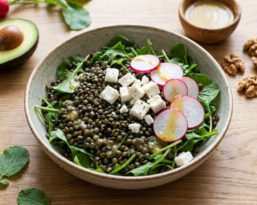 Salát s čočkou a ředkvičkami