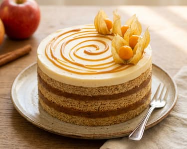 Apple Cake with Quark Cream and Caramel