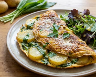 Bramborová omeleta s medvědím česnekem