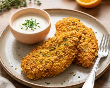 Bezlepkové bylinkové řízky s pomerančovým dipem