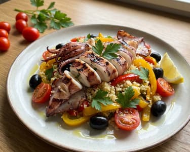 Grilled Calamari Tentacles with Salad