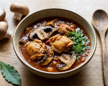 Kuřecí guláš s houbami