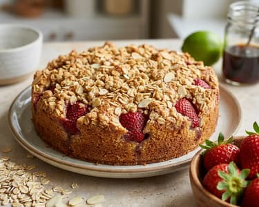 Jahodový koláč s ovesnou drobenkou 