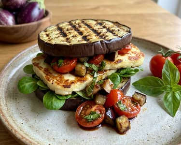 Lilkový sendvič s grilovaným halloumi 