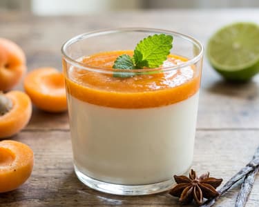 Veganská Panna Cotta s flambovanými meruňkami