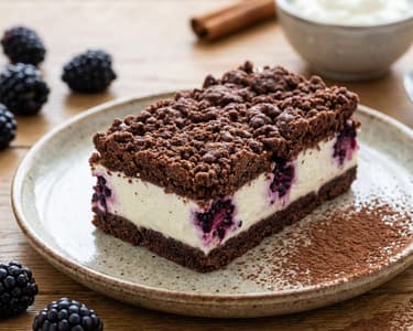 Drobenkové kakaové ostružinové řezy