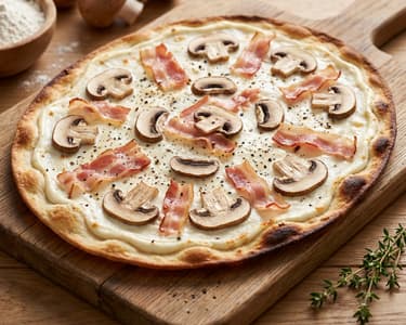 Flammkuchen with mushrooms
