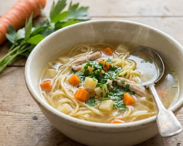 Chicken broth with noodles