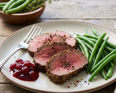 Roast beef with green beans