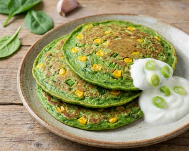 Špenátové palačinky s kukuřicí