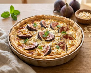 Quiche with Goat Cheese, Figs, and Almonds
