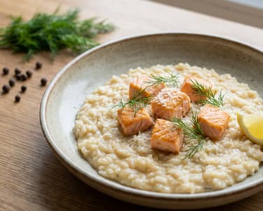 Risotto s lososem a koprem