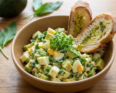 Egg salad with avocado and wild garlic