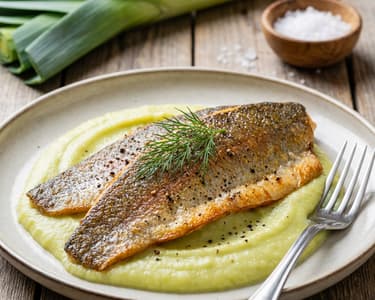 Trout fillets with leek purée
