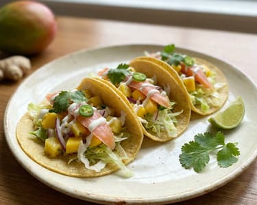 Tacos with Mango Salad and Salmon Trout