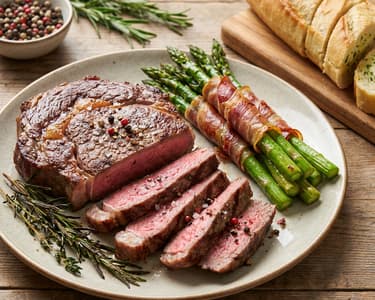 Steak Ribeye z grilu s baby chřestem