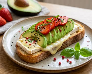 Toast with Camembert and Strawberries