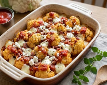 Baked Cauliflower with Tomatoes and Cheese