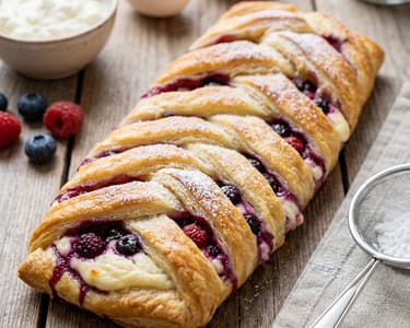 Tvarohový pletenec s ovocem