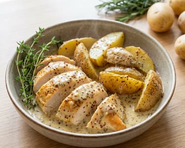 Chicken with Potatoes and Cream Sauce