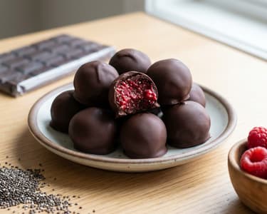 Raspberries in chocolate