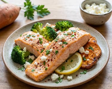 Losos s batáty a brokolicí
