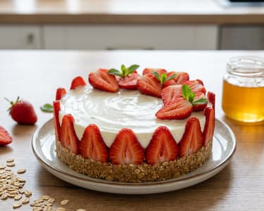 Cheesecake with strawberries