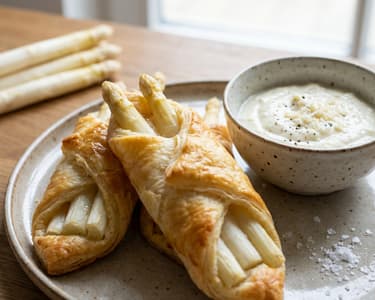 Asparagus Rolls and Parmesan Dip