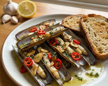 Baked Razor Clams with Garlic and Chili