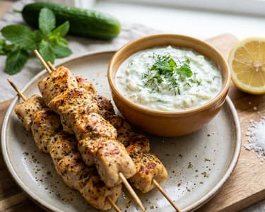 Greek Chicken Souvlaki with Tzatziki