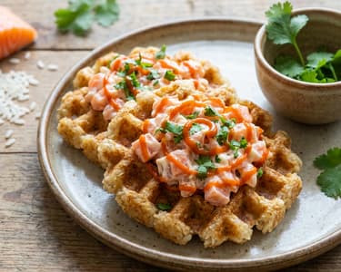 Rýžové waffle s lososem