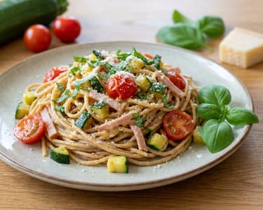 Carbonara se šunkou a cuketou