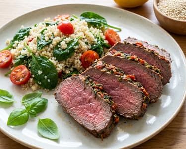 Hovězí steak se špenátovou quinoou