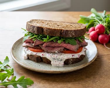 Roast beef sandwich with radish dip