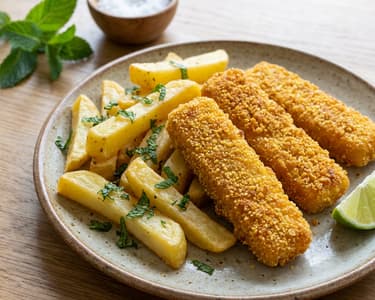 Rybí prsty z tresky s mátovými hranolkami