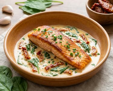 Losos v krémové omáčce se sušenými rajčaty