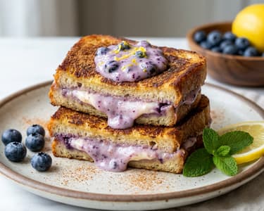 French toast filled with lemon-blueberry filling