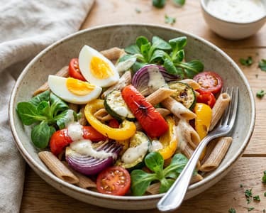 Pasta salad with roasted vegetables