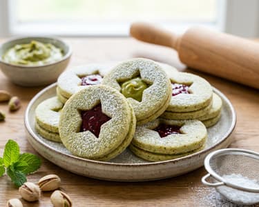 Pistáciové linecké cukroví