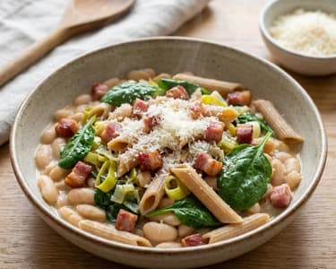 Creamy Beans with Whole Wheat Pasta