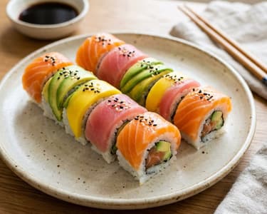 Rainbow sushi rolls