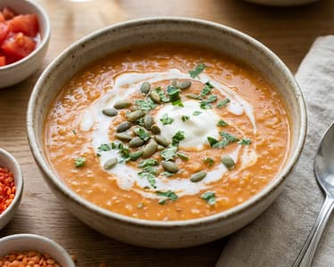 Creamy lentil soup with tomatoes