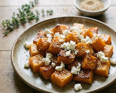 Baked butternut squash with feta and sesame | Healthy autumn dinner