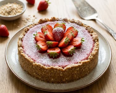 Curd cake with strawberries | Fresh and healthy dessert
