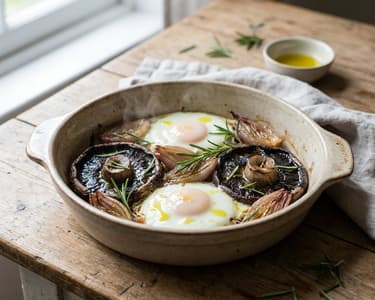 Baked Mushrooms with Eggs | Quick and Healthy Dinner
