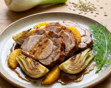 Pork Neck with Fennel and Oranges