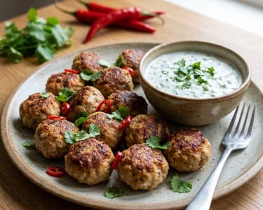 Meatballs with Coriander Dip