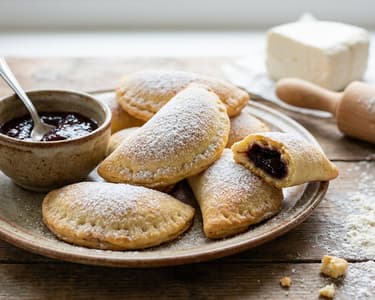 Curd Cheese Pockets with Plum Jam